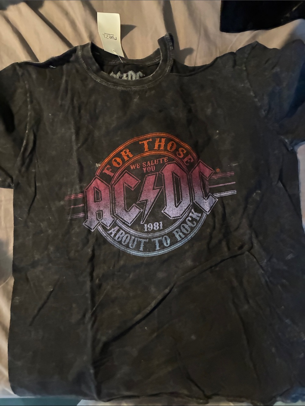 AC/DC Black short  Sleeve Tee with off the shoulder cut  NEW